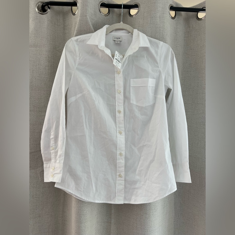 J. Crew White Collared Button-Up Shirt